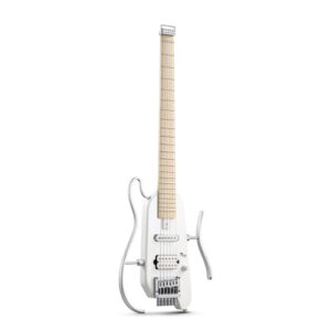 Donner HUSH-X エレキギター ヘッドレス トラベルギター ポータブル エレキギター ミニエレキギター マホガニーボディ 旅行/出張/練習に最適 ホワイト 1