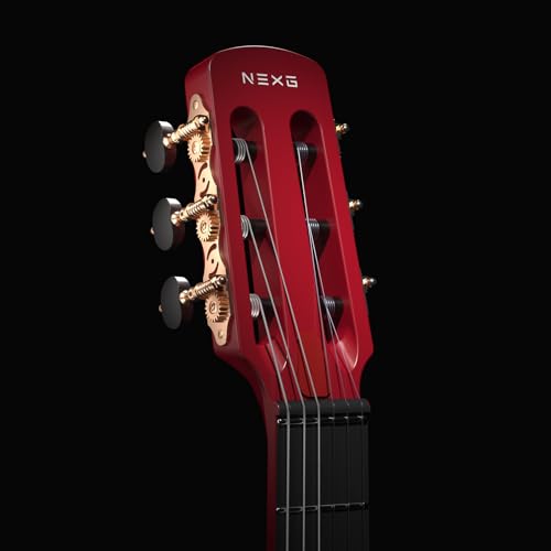 Enya NEXG 2N クラシックギター オールインワンスマートオーディオギター ナイロン弦 カーボンファイバー製 50Wワイヤレススピーカー、内蔵ループ機能、ワイヤレスペダルとギターバッグ付き【レッド】の特徴・詳細 画像