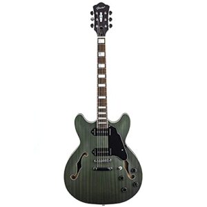 GROTE Full Scale Electric Guitar Semi-Hollow Body Guitar P90 Bone Nut Matte Paint (Green) 1