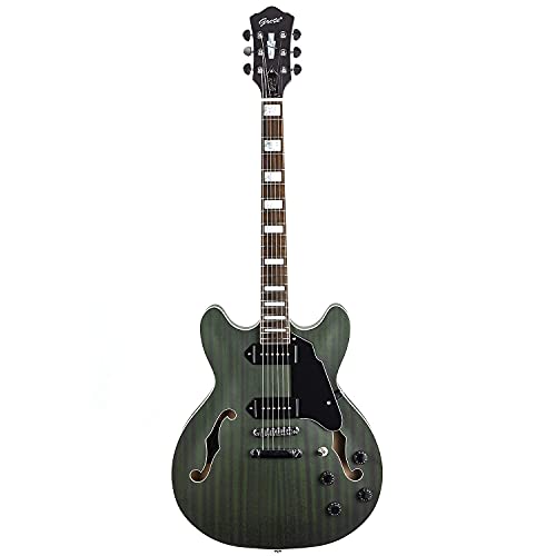 GROTE Full Scale Electric Guitar Semi-Hollow Body Guitar P90 Bone Nut Matte Paint (Green) 1