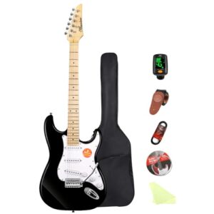 Bullfighter 初心者向けエレキギター、男の子、女の子、学生、大人向けのユニバーサルモデル、プロフェッショナルなエントリーレベルの電子ギター楽器 ST Electric Guitar MS100 (Black-2) 1