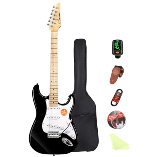 Bullfighter 初心者向けエレキギター、男の子、女の子、学生、大人向けのユニバーサルモデル、プロフェッショナルなエントリーレベルの電子ギター楽器 ST Electric Guitar MS100 (Black-2) 1