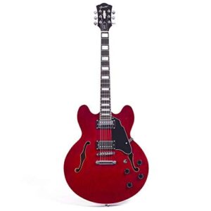 GROTE Jazz Electric Guitar Semi-Hollow Body (Red) 1