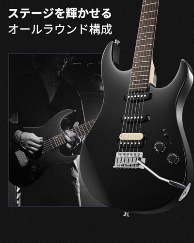 Donner エレキギター 初心者 SSHピックアップ配列 ポプラ材 専用ケース付き DMT-66 ブラック 最後 画像