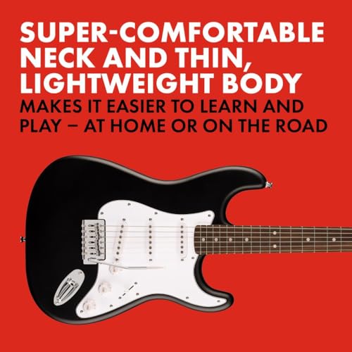 Squier by Fender スクワイヤー エレキギター Debut Collection™ Stratocaster®, Laurel Fingerboard, White Pickguard, Black ソフトケース付きの特徴・詳細 画像