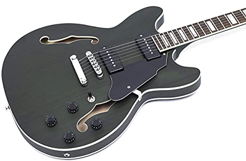 GROTE Full Scale Electric Guitar Semi-Hollow Body Guitar P90 Bone Nut Matte Paint (Green) 中間 画像
