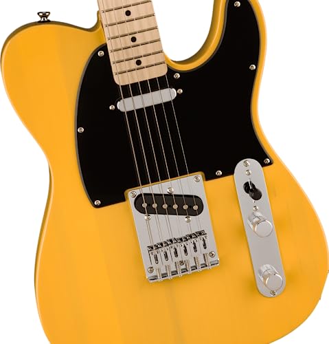 Squier by Fender スクワイヤー エレキギター Squier Sonic™ Telecaster®, Maple Fingerboard, Black Pickguard, Butterscotch Blonde ソフトケース付き 中間 画像
