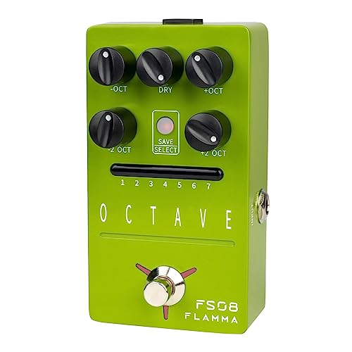 FLAMMA FS08オクターブペダルエレクトリックギターポリフォニックオクターブエフェクトペダルドライ信号制御7プリセットスロット オクターブグリーン 1
