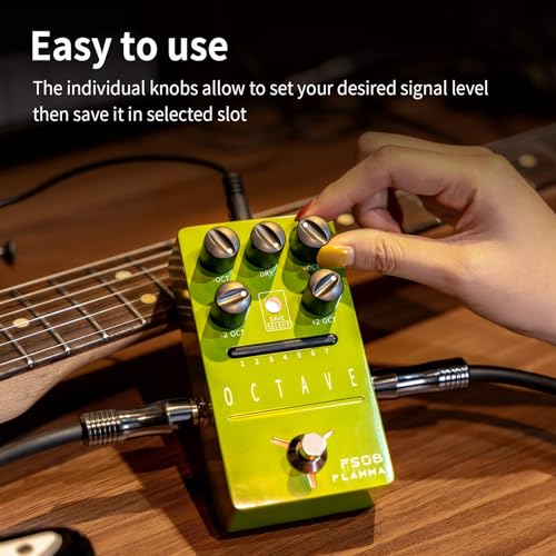 FLAMMA FS08オクターブペダルエレクトリックギターポリフォニックオクターブエフェクトペダルドライ信号制御7プリセットスロット オクターブグリーンの特徴・詳細 画像