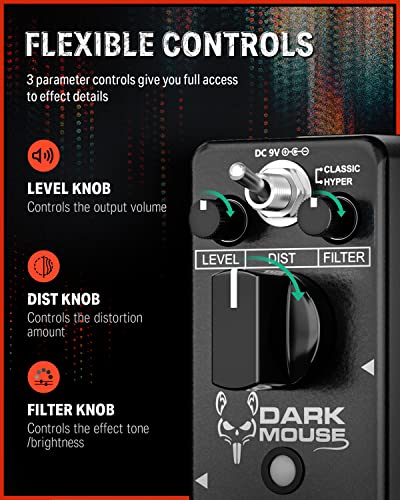 Donner ディストーション ギターエフェクター 歪み アナログ Dark Mouseの特徴・詳細 画像