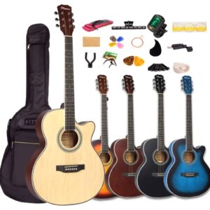 Mademu アコースティックギター 初心者セット カッタウェイ(Cut-Away)タイプ 入門練習ギター 16点セット (ナチュラル-艶消し) 1