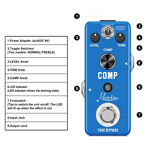 Rowin compressor コンプレッサー COMP ギターエフェクトペダル LEF-333の詳細・まとめ 画像