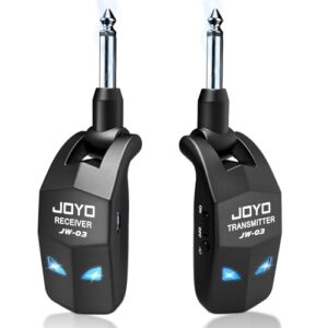 JOYO ギターワイヤレスシステム 2.4GHz ワイヤレスシールド 充電式 送受信機 4 チャンネル 6.35mm プラグ 20M 8 時間連続 ギター/ベース用 (JW-03 ブラック) 1