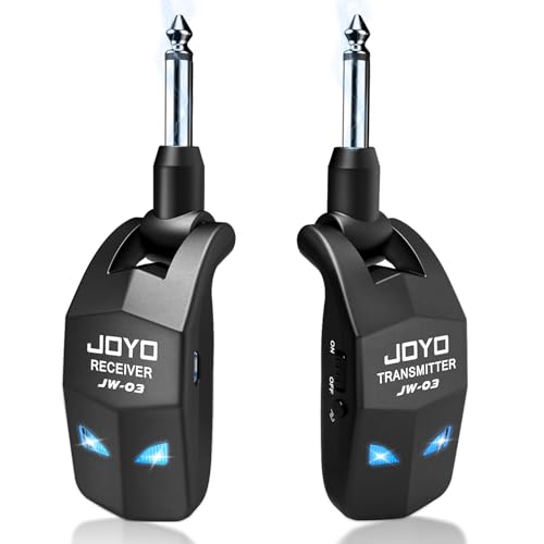 JOYO ギターワイヤレスシステム 2.4GHz ワイヤレスシールド 充電式 送受信機 4 チャンネル 6.35mm プラグ 20M 8 時間連続 ギター/ベース用 (JW-03 ブラック) 1