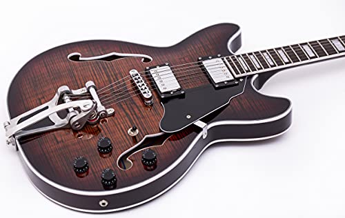 GROTE 335 style Jazz Electric Guitar with Bigsby Semi-Hollow Body (Brown)の特徴・詳細 画像