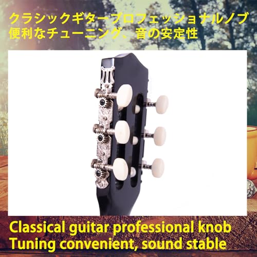 Aryari アコースティックギター 初心者入門練習セット 39インチ クラ フルサイズ ギター アダルト 大人 学生 入門向け ナイロン弦（ストラップ、弦、クロス、ピックなど付き）39 inch 黑の特徴・詳細 画像