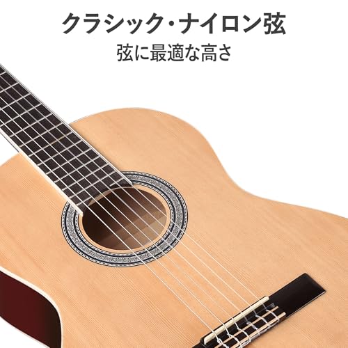 ADM クラシックギター 初心者セット 39インチ入門練習 ナイロン弦ギター 9点セット (ナチュラル)の特徴・詳細 画像