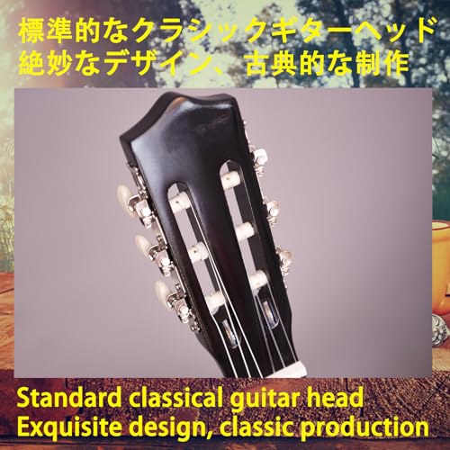 Aryari アコースティックギター 初心者入門練習セット 39インチ クラ フルサイズ ギター アダルト 大人 学生 入門向け ナイロン弦（ストラップ、弦、クロス、ピックなど付き）39 inch 黑の詳細・まとめ 画像