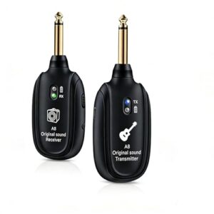 ギターワイヤレスシステム 2.4GHz 超低遅延 6.35mmプラグ対応 USB充電式 コードレス 軽量 コンパクト ギター・ベース対応（エレキ／エレアコ／アコースティック） 日本語説明書付き 1