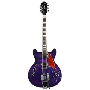 GROTE 335 style Jazz Electric Guitar with Bigsby Semi-Hollow Body (Purle) 1