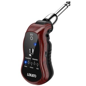 ギターヘッドフォンアンプ LEKATO ミニギターアンプ 充電式 ポケットギターアンプ Bluetooth 受信機付き クリーンコーラスオーバードライブディストーションとワウ 1