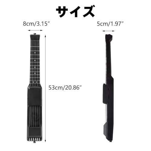 VEKAZ電子ギター ミニスマートデジタルギター デジタルチューニング スマートエレキギター 7フレット エレキギター サイレント練習用 デジタルチューナー メトロノーム機能 ポケットポータブル フォーク MIDI 多機能 デジタルカポ付き 初心者 旅行用 (S12ブラック)の特徴・詳細 画像