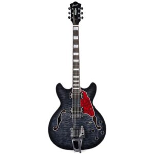 GROTE 335 style Jazz Electric Guitar with Bigsby Semi-Hollow Body (Black) 1