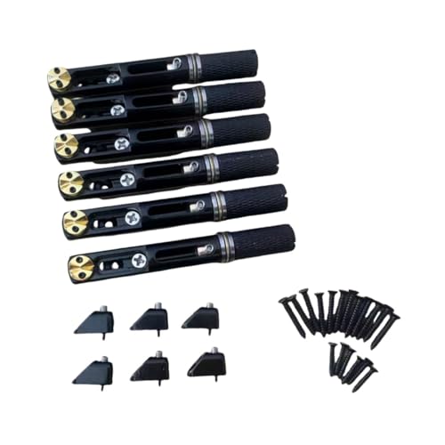 Tachiuwa ヘッドレスエレキギターブリッジセット メタルテールピース シングルスプリット固定ブリッジ 調整可能なテンション 真鍮コンポーネント交換 レコーディングに最適, 黒の外観・全体像 画像