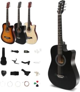 アコースティックギター 17点セット 初心者入門セット 練習ギター ソフトケース付き アコギ guitar ブラック YGHEI-A2 1