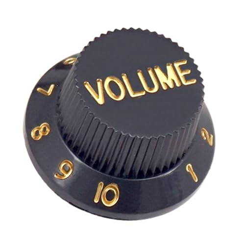 Deevoka 3ピースギターシングルロッカーハンドルボリュームコントロールノブプロフェッショナルDIYアクセサリーギターノブ、, 黒と金の特徴・詳細 画像