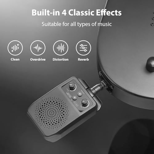 GEBYUIミニギターアンプ 充電式 1500mAh 音量調節可能 4 種エフェクト内蔵 即插即用 全エレキギター対応 ポータブルアンプの特徴・詳細 画像