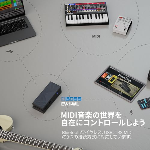 BOSS ボス EV-1-WL ワイヤレスエクスプレッションペダル Bluetooth MIDI対応 WAZA-AIR/KATANA-AIRのコントロールに対応の特徴・詳細 画像