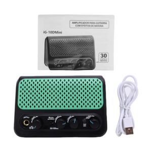 Zerodis ポータブルミニアンプ 内蔵リズムドラムマシン 2つの音色モード搭載 ワイヤレス接続可能 ギター練習用 ヘッドホンジャック付き ABS素材 ブラック色 10W 1