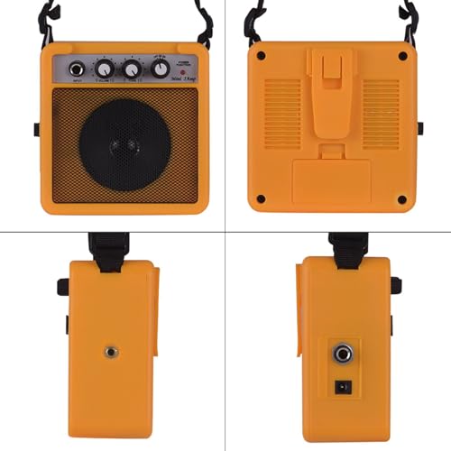 5W ギターアンプスピーカー、ボリュームトーン調整機能付き、アコースティックエレクトリックギター用軽量ポータブルミニアンプ、3.5mm & 6.35mm入力 (ブラック) (黄色)の特徴・詳細 画像