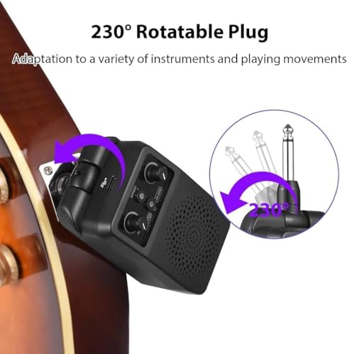 GEBYUIミニギターアンプ 充電式 1500mAh 音量調節可能 4 種エフェクト内蔵 即插即用 全エレキギター対応 ポータブルアンプの特徴・詳細 画像