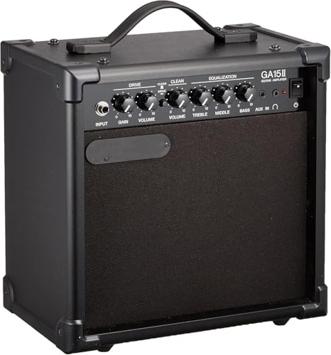 ギターアンプ GA15II ドライブ&クリーンの2チャンネル仕様 練習用に最適な小型アンプ Aux in機能を使ってセッション形式での練習が可能 ヘッドホン端子付きの外観・全体像 画像