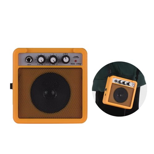 5W ギターアンプスピーカー、ボリュームトーン調整機能付き、アコースティックエレクトリックギター用軽量ポータブルミニアンプ、3.5mm & 6.35mm入力 (ブラック) (黄色)の詳細・まとめ 画像