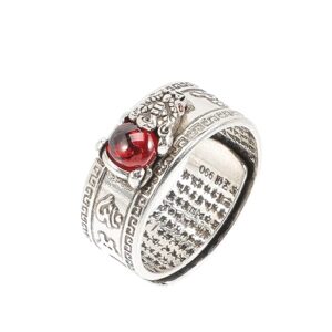 CALLARON 貔貅の指輪 ヴィンテージ調 敬開式 リング 富と幸運のお守り レトロデザイン 指輪 アジャスタブル メンズ レディース兼用 ファッションジュエリー 1