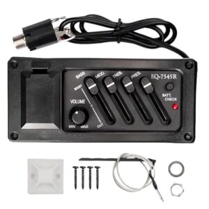 アコースティックギタープリアンプ - プロフェッショナル 4 バンド EQ イコライザーキット、ボリュームノブ付きアンプ |アンダーサドルピエゾピックアップシステムアコースティックギター音楽クリエイターパフォーマンスバンドショーパーティー用 1
