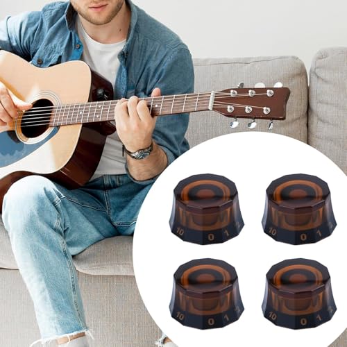 Generic 4個セットギターノブボリューム調整用ユニバーサルベースノブエレクトリックギター用, 明るい茶色の特徴・詳細 画像