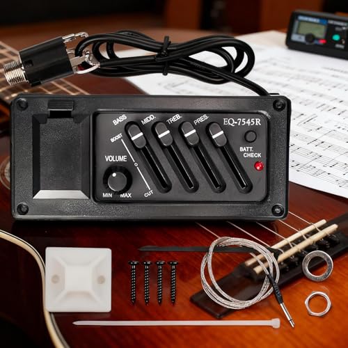 アコースティックピックアップ、プロフェッショナル高出力アンプ - 4バンドEQイコライザーキットギターピックアップ - 大人向け音楽クリエイターバンドショーパフォーマンスホリデー誕生日の詳細・まとめ 画像