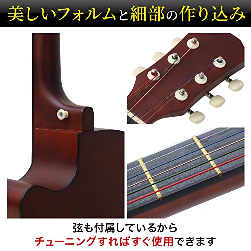 SUGGEST アコースティックギター 選べるカラー 初心者 入門用 自宅 練習 弦楽器 音楽 ギター 軽音楽 弾き語りの特徴・詳細 画像