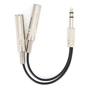 6.35 mmオスからダブル6.35 mmメスオーディオYスプリッターケーブル、ギターアンプ・ヘッドフォン・AVレシーバー用の金メッキコネクター付きシールドステレオインストゥルメントアダプター (20cm / 7.87インチ) 1