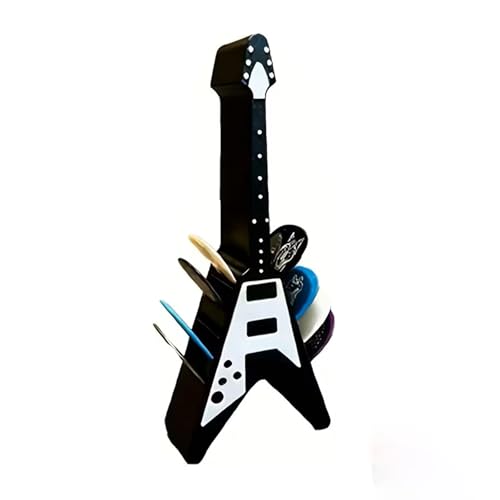 ギターピックホルダー ピック収納 ベース付き アクリルエレキギターピックストック ディスプレイ ミュージシャン ベーシスト向け 携帯用大容量 3Dプリント製ケース 男性への贈り物の外観・全体像 画像