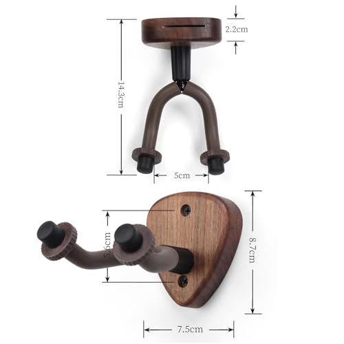 ａ aternee ギター壁掛けハンガー 楽器ホルダー 無垢材製 ベース、バンジョー、アコースティックギター用の便利な収納吊り下げブラケットの特徴・詳細 画像