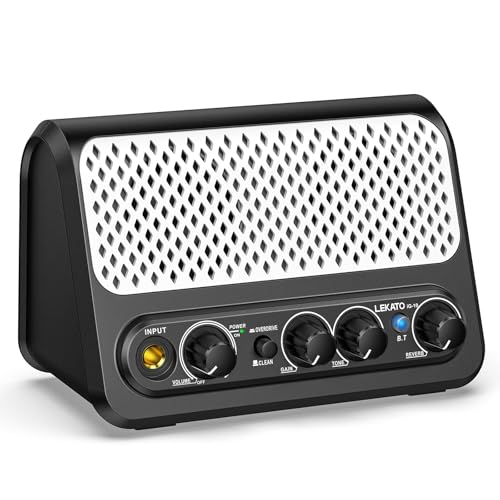 LEKATO ギターアンプ 小型 10W ミニアンプ エレキギターアンプ ヘッドホン Bluetooth クリーン/オーバード AUX IN 2つサウンドチャンネル ホワイト/白の外観・全体像 画像