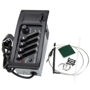 Acoustic Guitar Pickup - 4-Band EQ Equalizer | Preamp System with Volume Control | High Out-Put Piezo Pickup Kit for Acoustic-Electric Guitar, Including 9V Battery Jack and Installation Hardware 1