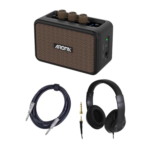 AROMA AG-04 + ヘッドホン + シールド セット ミニアンプ エレキギター・ベース対応 USB充電式 アロマの外観・全体像 画像