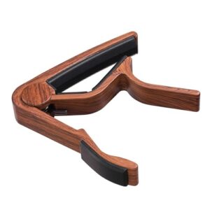 ギターカポ カポタスト 木目調 トリガーテンション調整可能 バネ式 エレキギター/ウクレレ/アコースティックギター用カポタスト 片手操作 クイックチェンジ 1