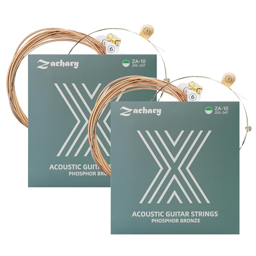 Zachary アコースティックギター弦 6弦セット 2パック フォークギター弦 長寿命 防錆コーティング 滑らかなタッチ・明るくクリアな音色 初心者にもの外観・全体像 画像